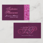 Carte de visite de monogramme de damassé de rose (Devant / Derrière)