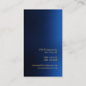 Carte de visite de monogramme d'or bleu (Dos)