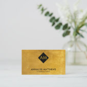 Carte de visite de monogramme d'or brossé minimal  (Debout devant)