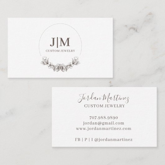 Carte de visite de monogramme élégant (Devant / Derrière)