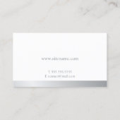 Carte de visite de monogramme élégant blanc et arg (Dos)