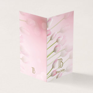 Carte de visite de monogramme élégant Pink Profess