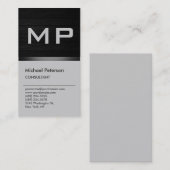 Carte de visite de monogramme gris à effet de bois (Devant / Derrière)