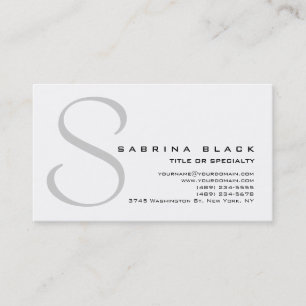 Carte de visite de monogramme gris blanc tendance