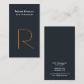 Carte de visite de monogramme gris bleu orange élé (Devant / Derrière)