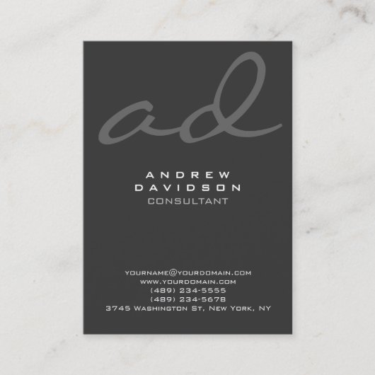 Carte de visite de monogramme gris design (Devant)