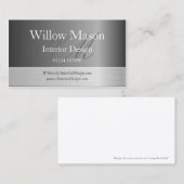 Carte de visite de monogramme gris et brossé en ac (Devant / Derrière)