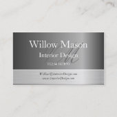 Carte de visite de monogramme gris et brossé en ac (Devant)