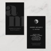 Carte de visite de monogramme gris foncé (Devant / Derrière)