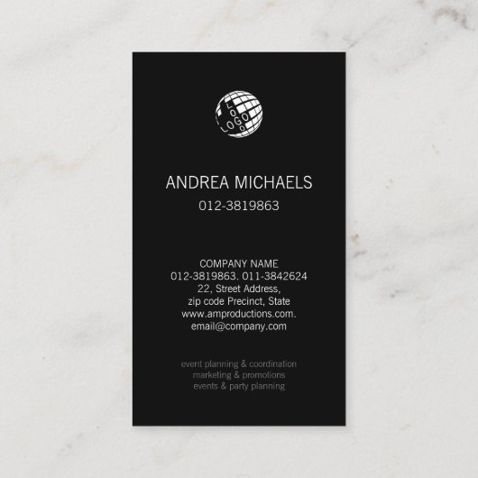 Carte de visite de monogramme gris foncé (Dos)