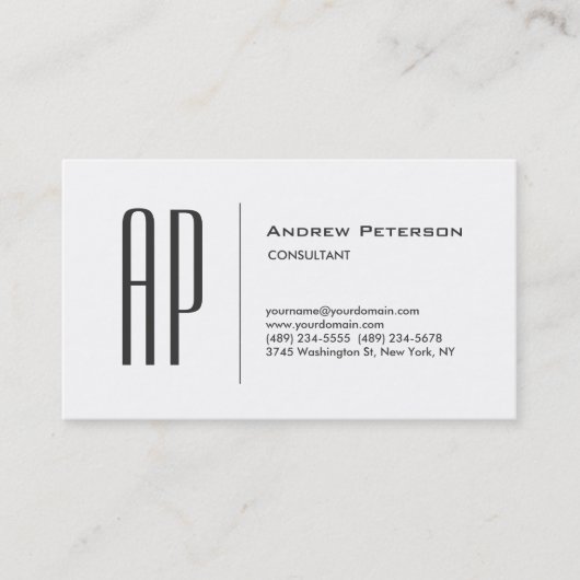 Carte de visite de Monogramme gris gris clair tend (Devant)