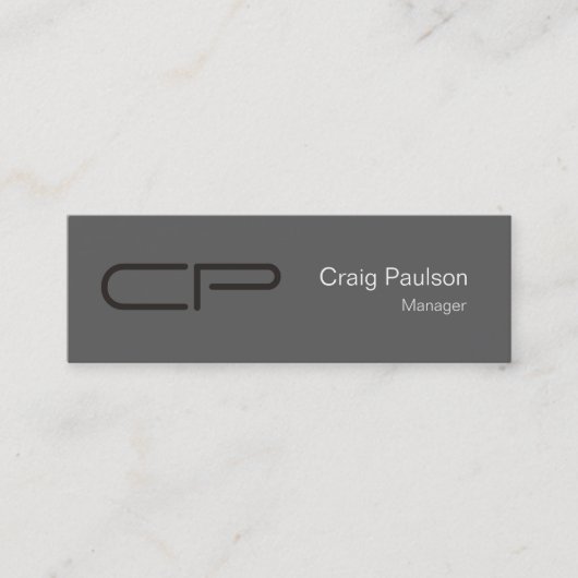 Carte de visite de monogramme gris mince (Devant)