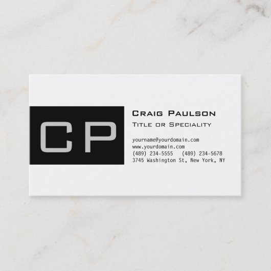 Carte de visite de Monogramme gris-noir (Devant)