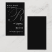 Carte de visite de monogramme gris noir (Devant / Derrière)