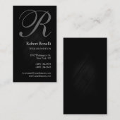 Carte de visite de monogramme gris noir (Devant / Derrière)