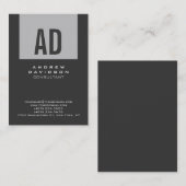 Carte de visite de monogramme gris tendance (Devant / Derrière)