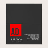 Carte de visite de monogramme gris tendance rouge (Extérieur déplié)