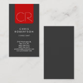 Carte de visite de monogramme gris vertical (Devant / Derrière)