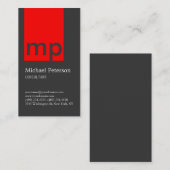 Carte de visite de monogramme gris vertical (Devant / Derrière)