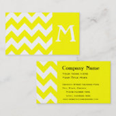 Carte de visite de monogramme jaune gras Chevron (Devant / Derrière)