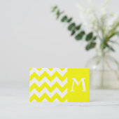 Carte de visite de monogramme jaune gras Chevron (Debout devant)