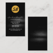 Carte de visite de monogramme jaune gris noir (Devant / Derrière)