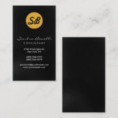 Carte de visite de monogramme jaune gris noir (Devant / Derrière)