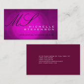Carte de visite de monogramme mignon rose violet (Devant / Derrière)