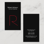 Carte de visite de monogramme noir blanc (Devant / Derrière)