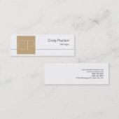 Carte de visite de Monogramme noir blanc maigre (Devant / Derrière)