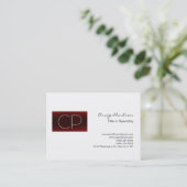 Carte de visite de Monogramme noir blanc rouge (Debout devant)