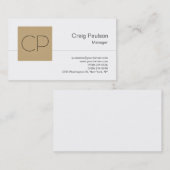 Carte de visite de Monogramme noir blanc tendance (Devant / Derrière)