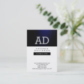 Carte de visite de Monogramme noir blanc tendance (Debout devant)