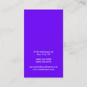 Carte de visite de monogramme noir couleur Indigo  (Dos)