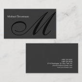 Carte de visite de Monogramme noir gris clair (Devant / Derrière)