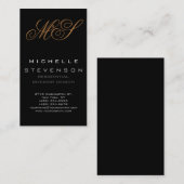 Carte de visite de Monogramme noir gris clair mou (Devant / Derrière)