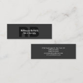 Carte de visite de Monogramme noir gris maigre (Devant / Derrière)