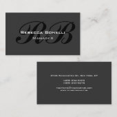Carte de visite de Monogramme noir gris tendance (Devant / Derrière)