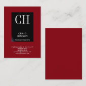 Carte de visite de monogramme noir rouge Chubby (Devant / Derrière)