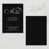 Carte de visite de monogramme noir tendance (Devant / Derrière)