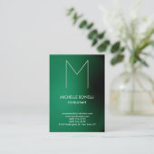 Carte de visite de monogramme noir vert moderne (Debout devant)