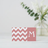Carte de visite de monogramme rose gras Chevron (Debout devant)