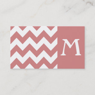 Carte de visite de monogramme rose gras Chevron
