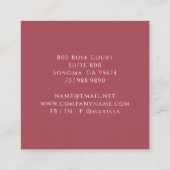 Carte de visite de monogramme rose rouge (Dos)