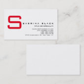 Carte de visite de Monogramme Rouge Blanc Chic (Devant / Derrière)