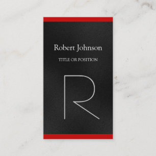 Carte de visite de Monogramme rouge gris moderne