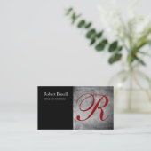 Carte de visite de monogramme rouge gris noir (Debout devant)