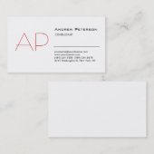 Carte de visite de Monogramme rouge noir blanc cla (Devant / Derrière)