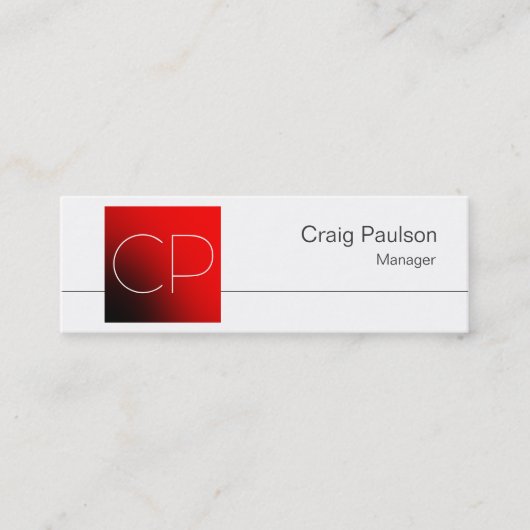 Carte de visite de Monogramme rouge noir maigre (Devant)