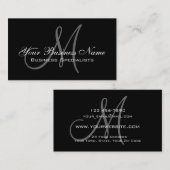 Carte de visite de monogramme simple noir (Devant / Derrière)